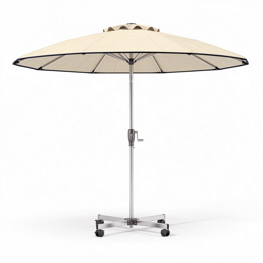 Zonn parasol met draaimechanisme van aluminium 300 x 300 x 250cm crema kleur
