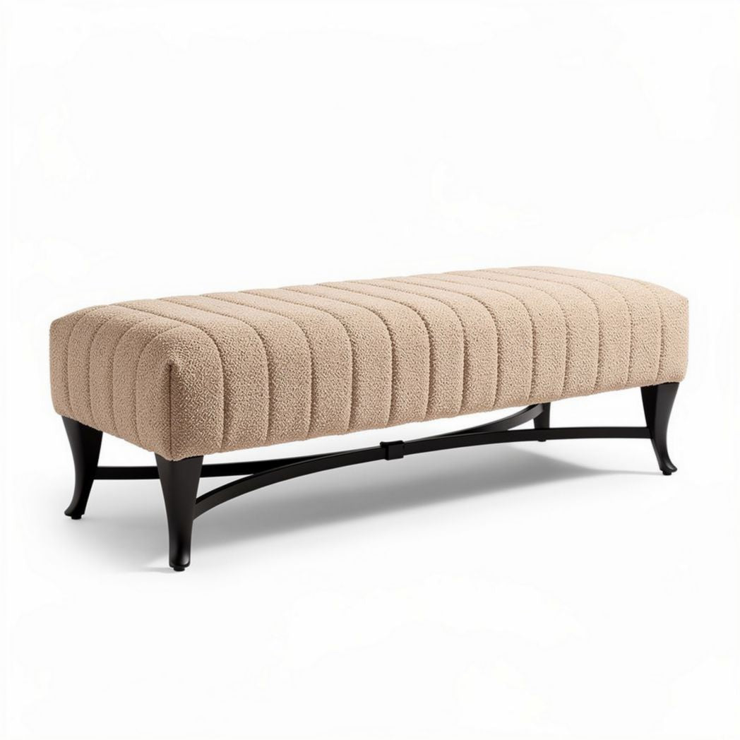 Stoffen ottoman in beige 150 x 50 x 40cm voor woonkamer of hal