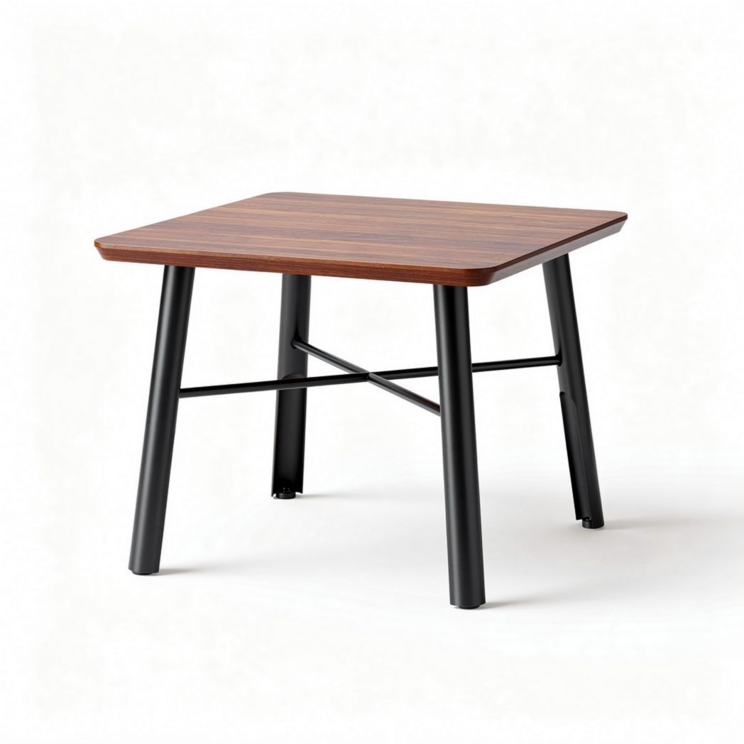 Houten tafel met metalen poten 80 x 80 x 75cm voor binnengebruik