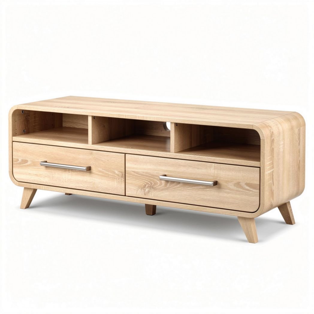 Houten televisiemeubel met 2 lades en open opbergruimte 150 x 40 x 50cm