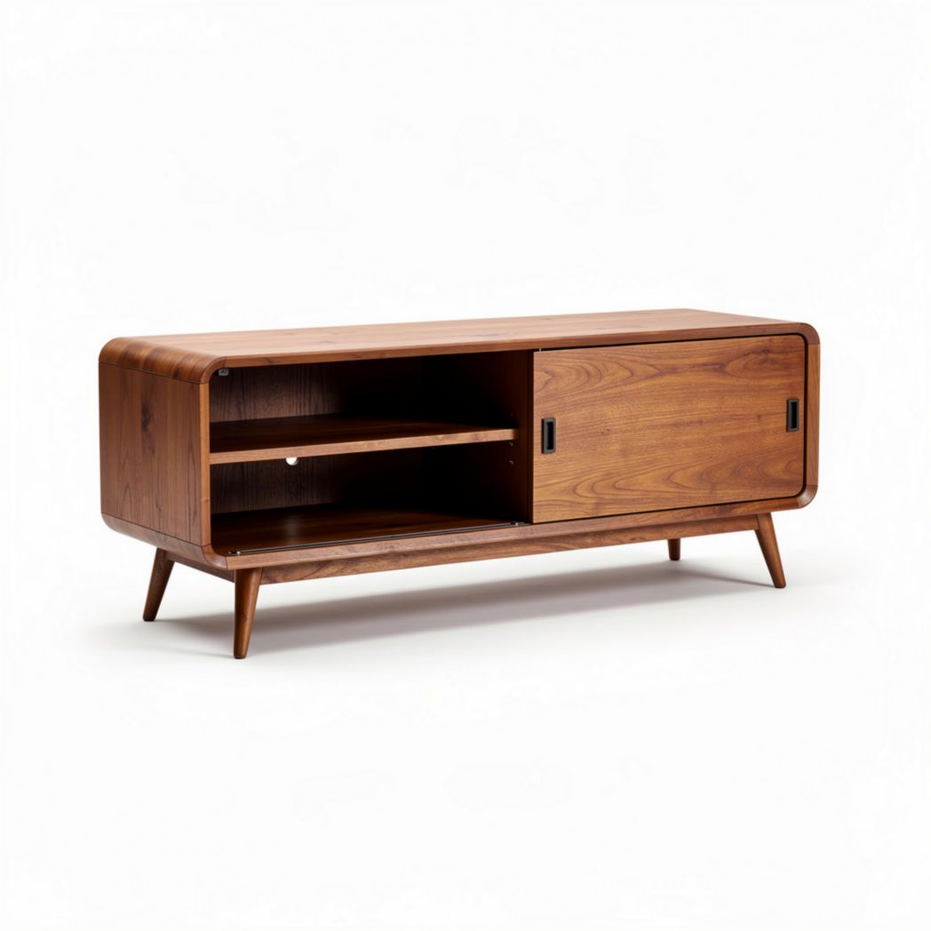 Houten tv-meubel met een lade en open vakken 120 x 40 x 50cm bruin