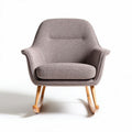 Rocking chair van bruin suede met houten onderstel 70 x 70 x 85cm