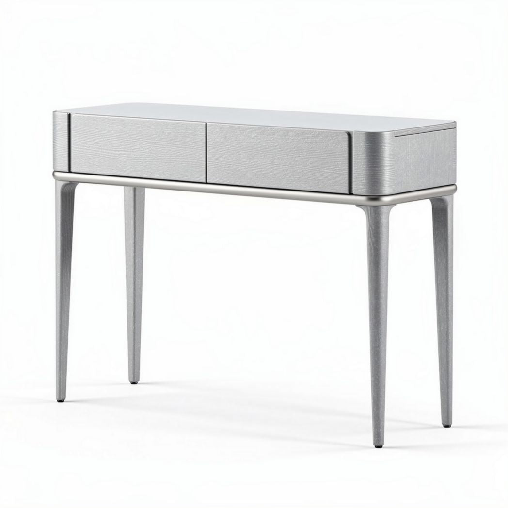 Metaalconsole tafel met twee lades 120 x 40 x 75 cm zilverkleurig