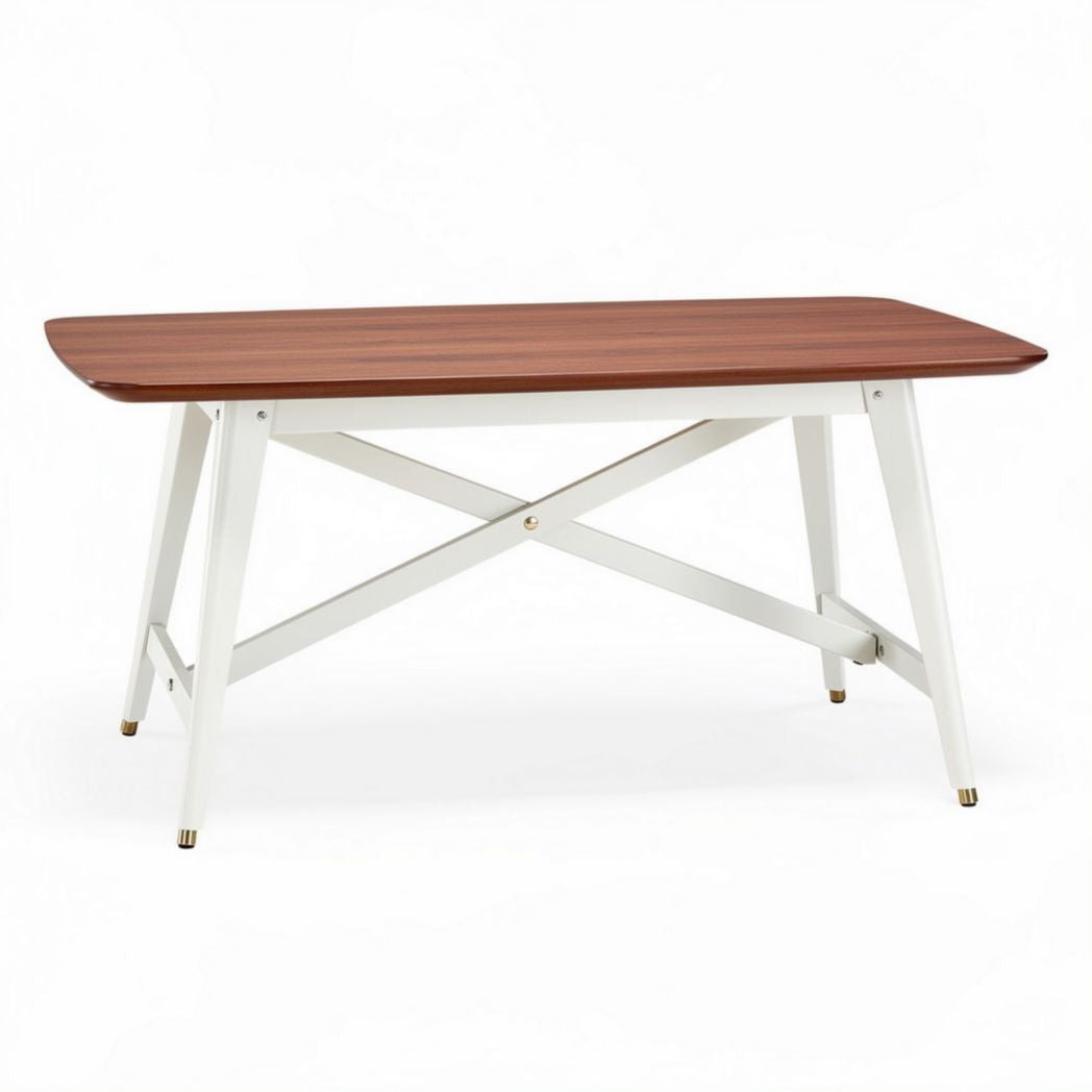 Houten eettafel met witte poten voor binnen en buiten 140 x 80 x 75cm