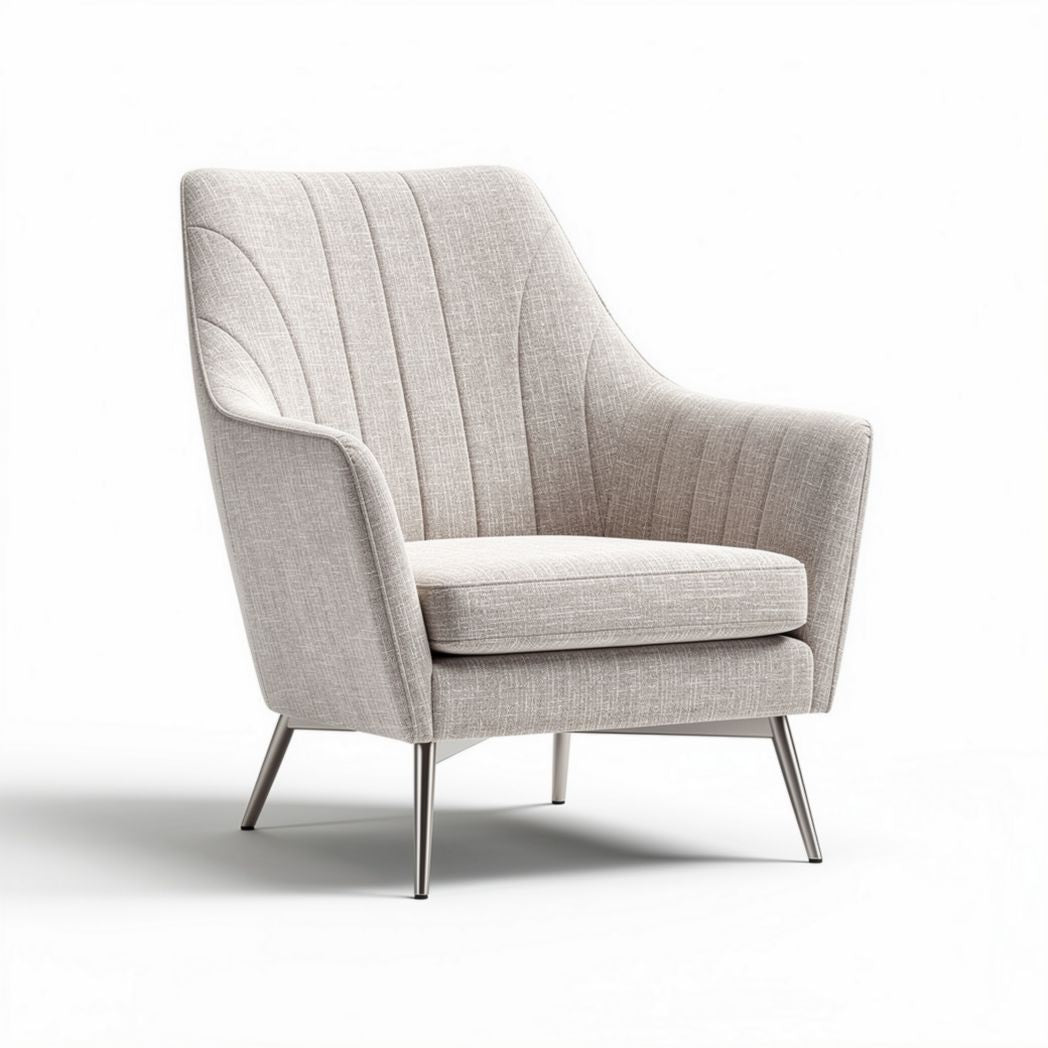 Grijze stof fauteuil met metalen poten afmetingen 80 x 80 x 90cm