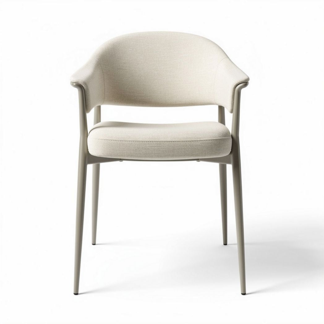 Eetkamerstoel beige met stoffen zitting en metalen frame 50 x 55 x 80cm
